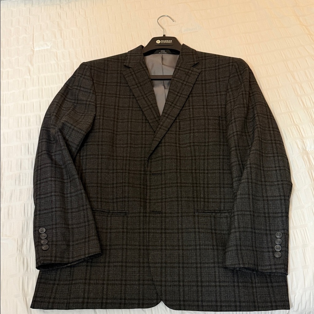 Haggar Dark Gray Checkered Blazer